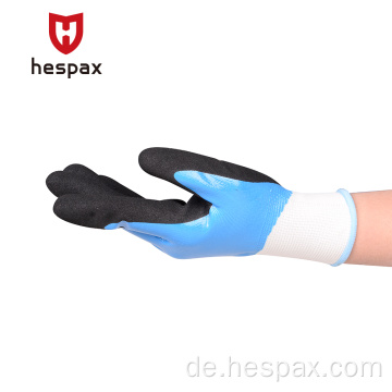 Hespax doppelt getauchtes nitril sandiger wasserdichte Ölfeldhandschuh